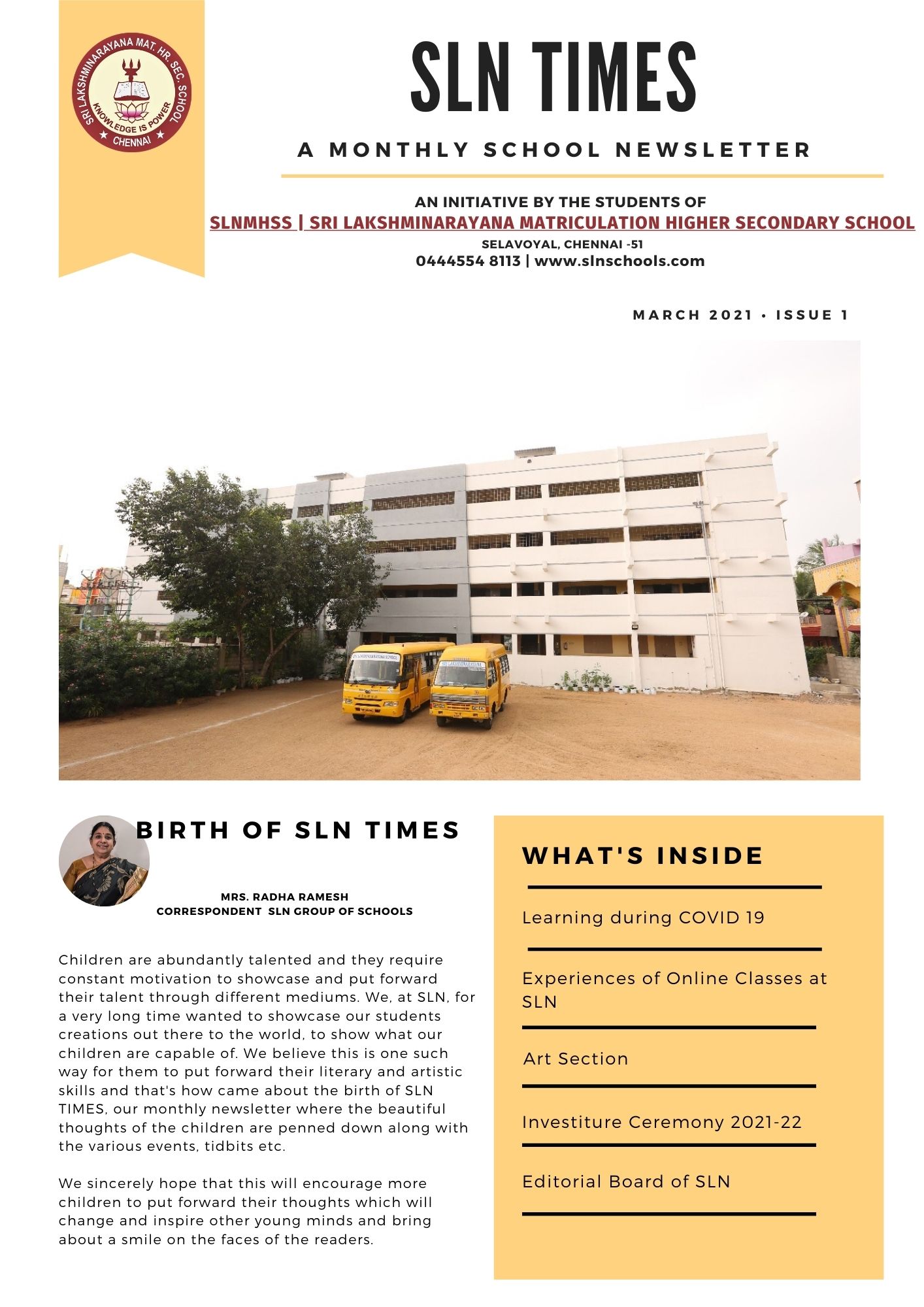 SLN TIMES ISSUE 1 - MARCH 2021
